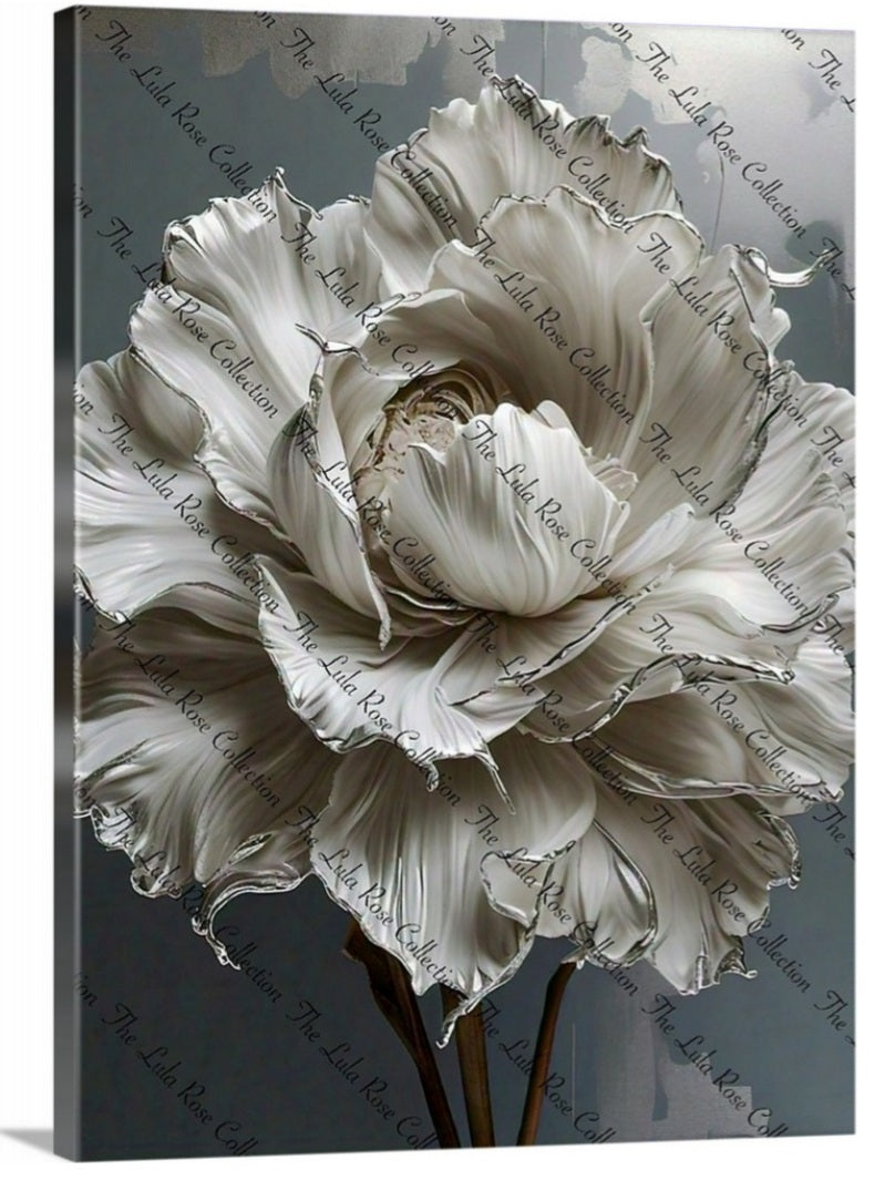 "White Peony In Silver"- Canvas Wall Art