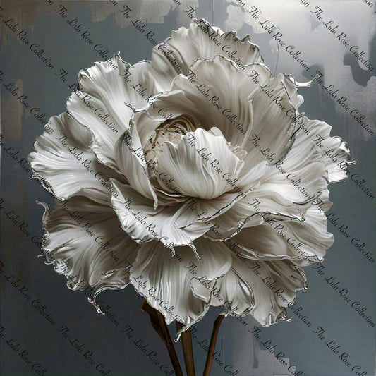 "White Peony In Silver"- Canvas Wall Art